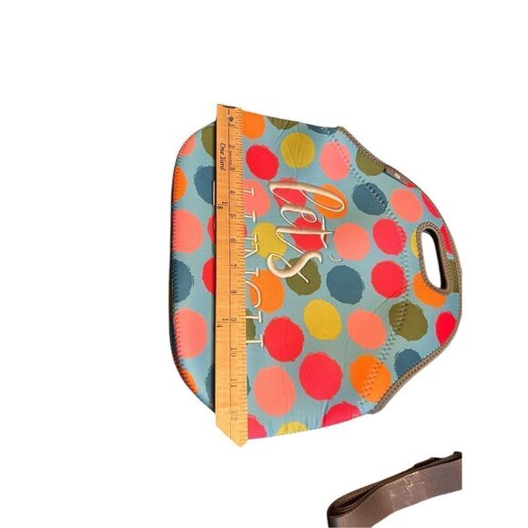 Tastefully Simple Let's Lunch Tote Neoprene Tote lunch bag colorful dots - Picture 6 of 6